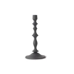 10.75" Black Metal Textured Taper Candle Holder