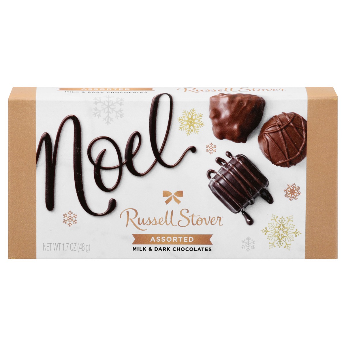 slide 1 of 8, Russell Stover Milk & Dark Chocolates, Assorted, Noel, 1.7 oz