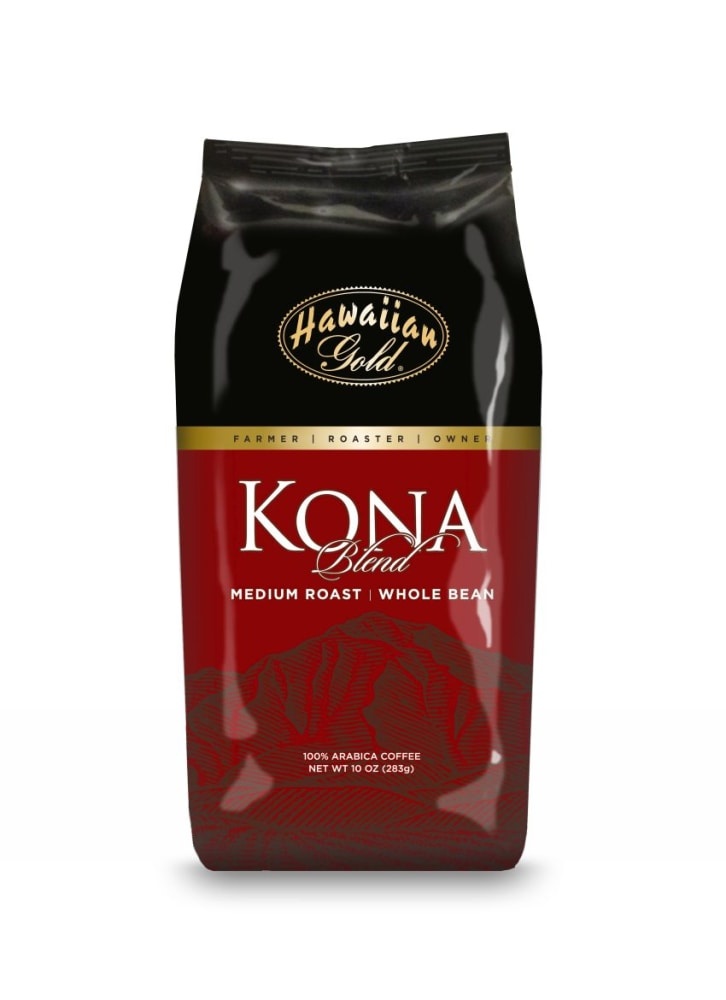 slide 1 of 1, Hawaiian Gold Coffee Kona Gourmet Blend Whole Bean, 10 oz