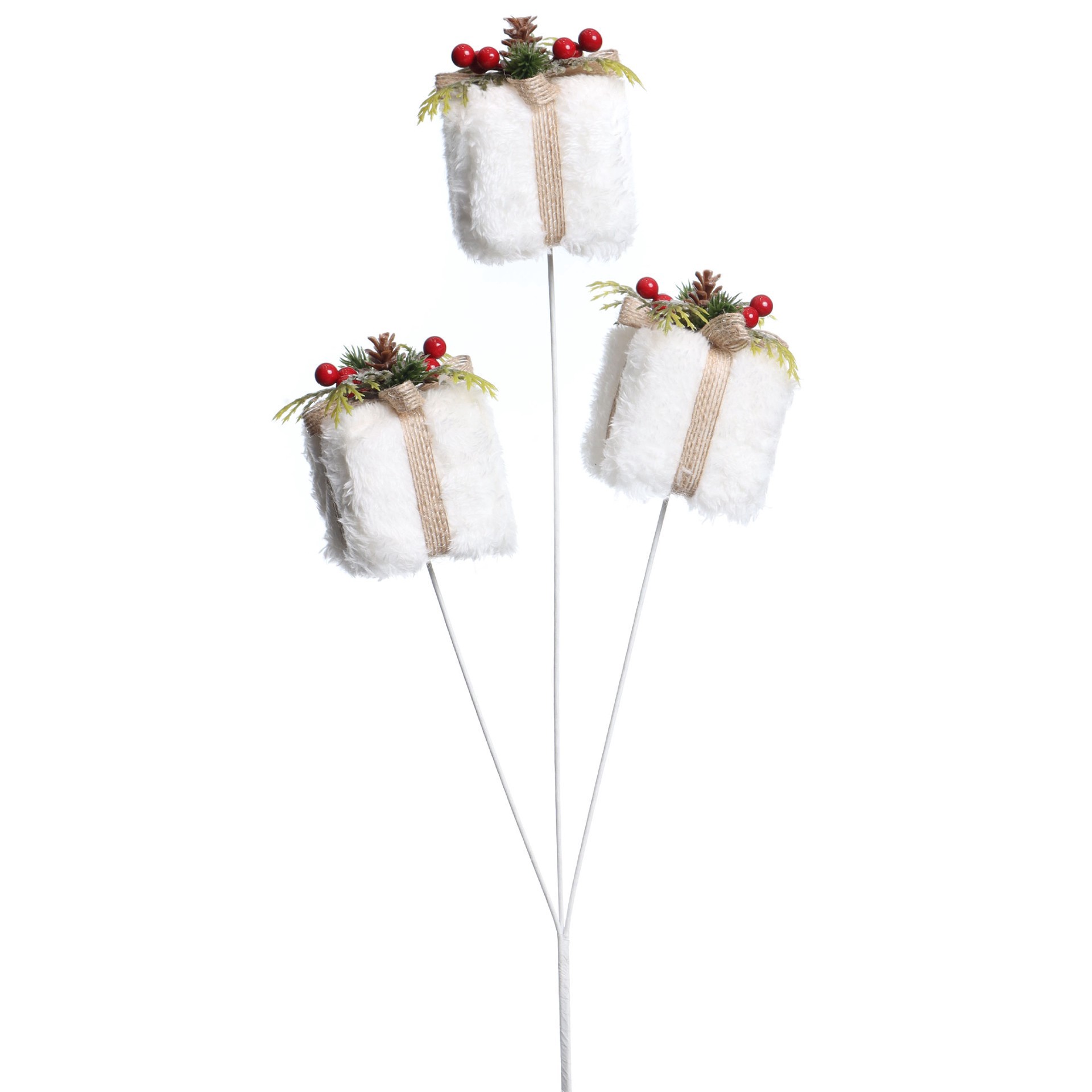 slide 3 of 3, 24.5" White Fuzzy Gift Box Stem By Ashland, 7.25 in x 2.25 in x 24.5 in