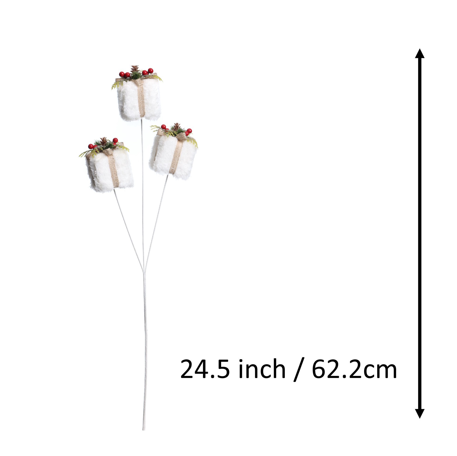 slide 2 of 3, 24.5" White Fuzzy Gift Box Stem By Ashland, 7.25 in x 2.25 in x 24.5 in