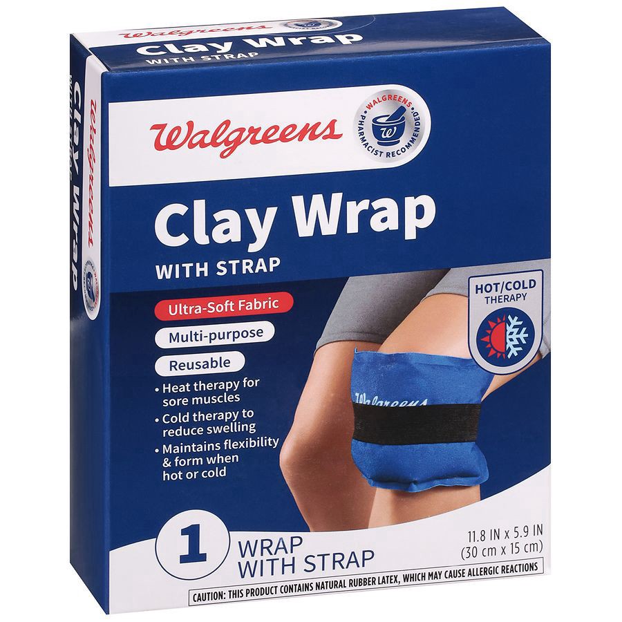 slide 3 of 3, Walgreens Reusable Hot and Cold Clay Wrap with Strap, 1 ct
