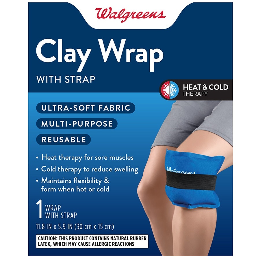 slide 1 of 1, Walgreens Reusable Hot and Cold Clay Wrap with Strap, 1 ct