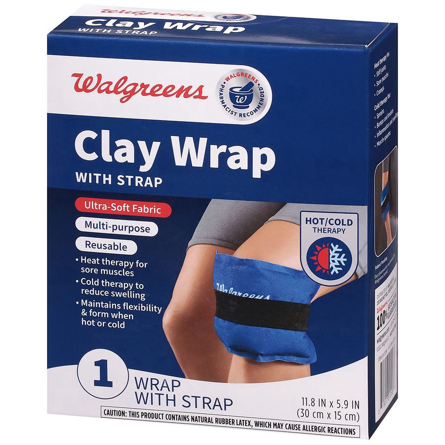 slide 2 of 3, Walgreens Reusable Hot and Cold Clay Wrap with Strap, 1 ct