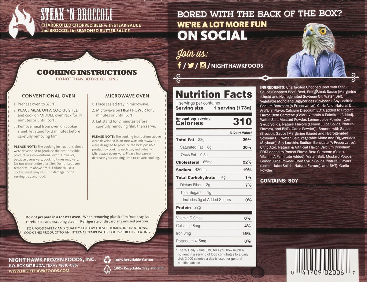slide 3 of 14, Night Hawk Steak 'N Broccoli 6.1 oz, 6.1 oz