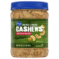Kroger Salted With Sea Salt Halves & Pieces Cashews