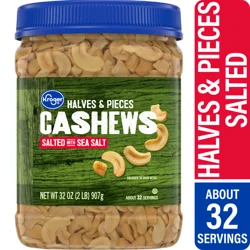 Kroger Salted With Sea Salt Halves & Pieces Cashews