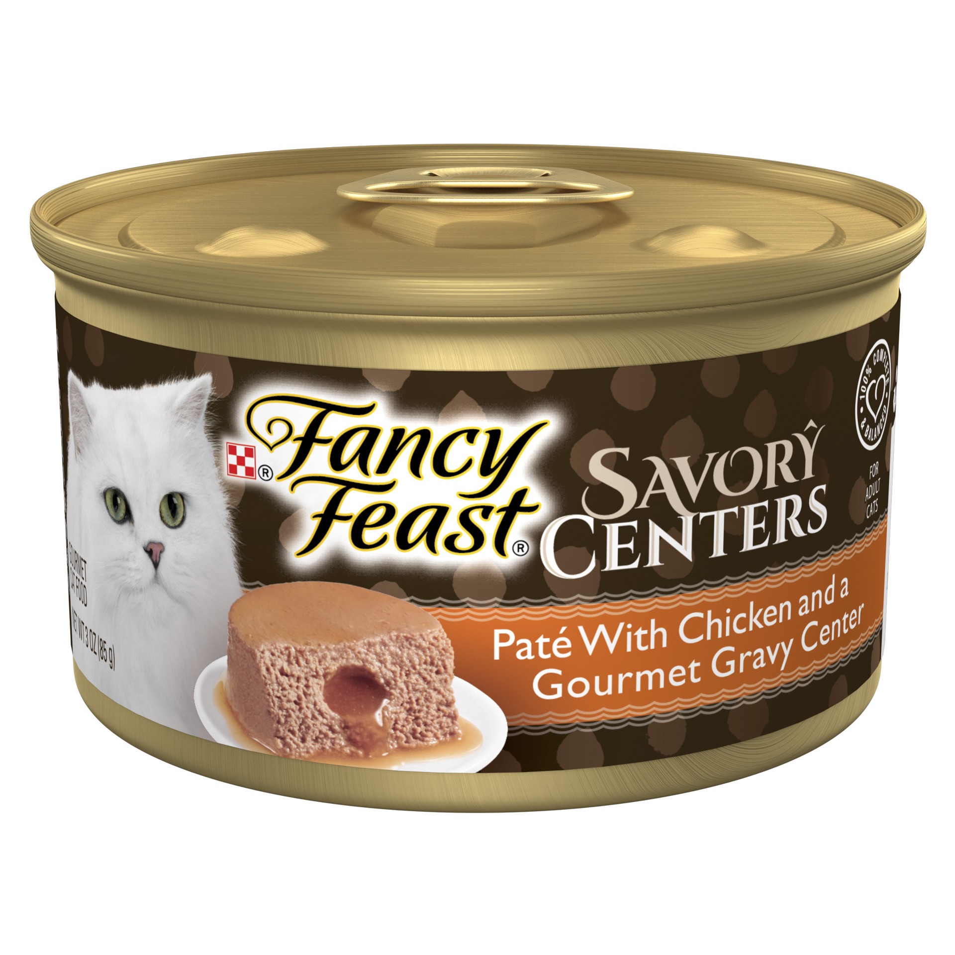 slide 1 of 9, Fancy Feast Purina Fancy Feast Savory Centers Adult Wet Cat Food Pate With Chicken and a Gravy Center, 3 oz