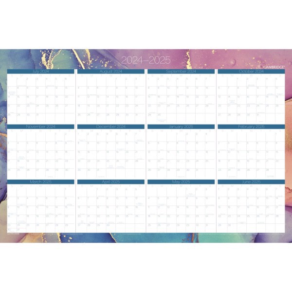 slide 3 of 7, 2024-2025 Cambridge Chromatic Reversible Academic/Regular Year Wall Calendar, 24"" X 36"", July 2024 To June 2025, 1715-550Sb, 1 ct