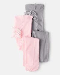 Carters Baby Girl 2-Pack Tights - Pink/Grey Pink/Grey 6-12