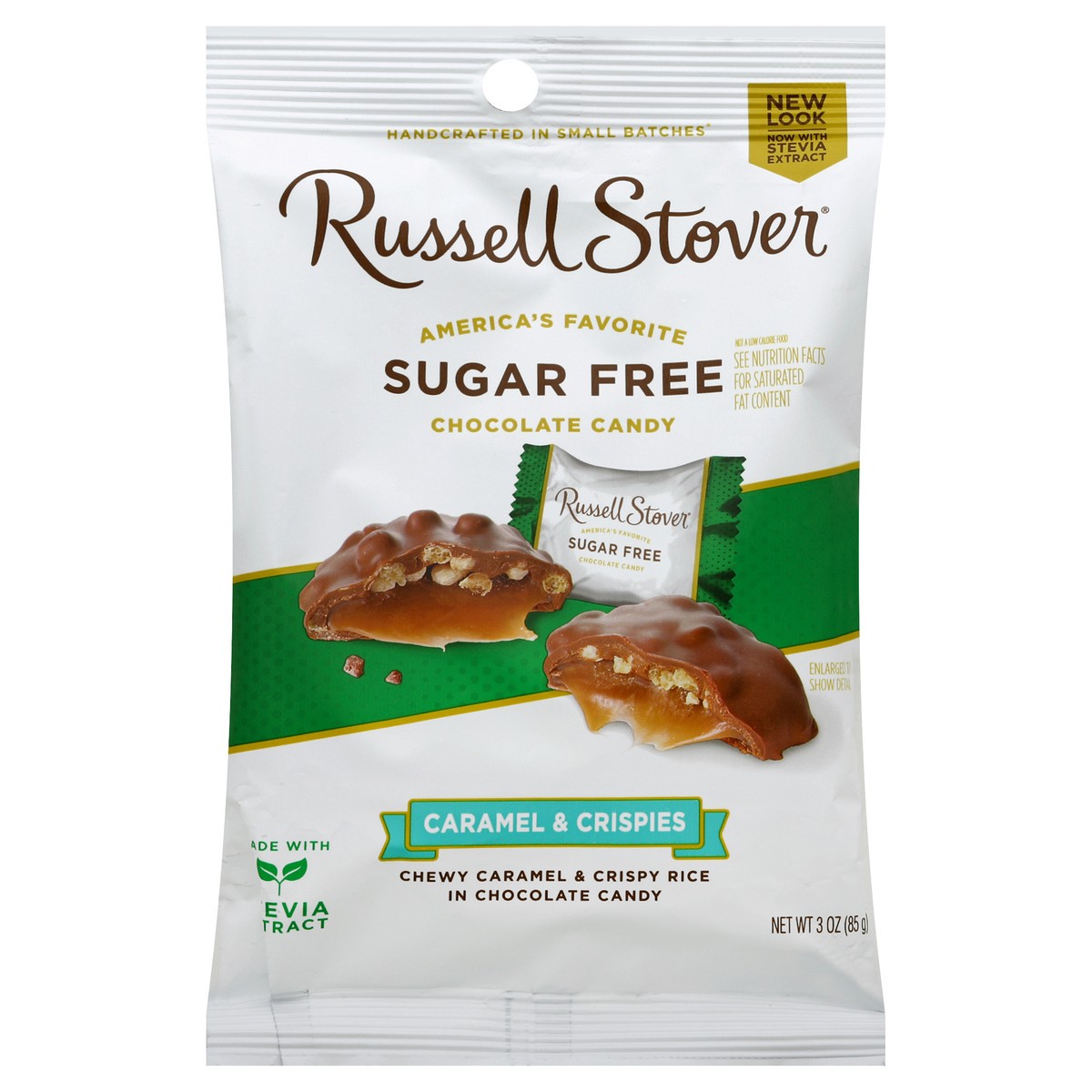 slide 7 of 7, Russell Stover Sugar Free Chocolates Caramel & Crispies, 3 oz