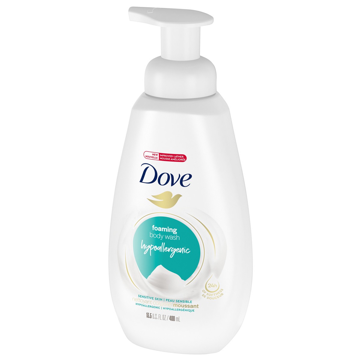 slide 3 of 4, Dove Sensitive Skin Instant Foaming Body Wash, 13.5 oz