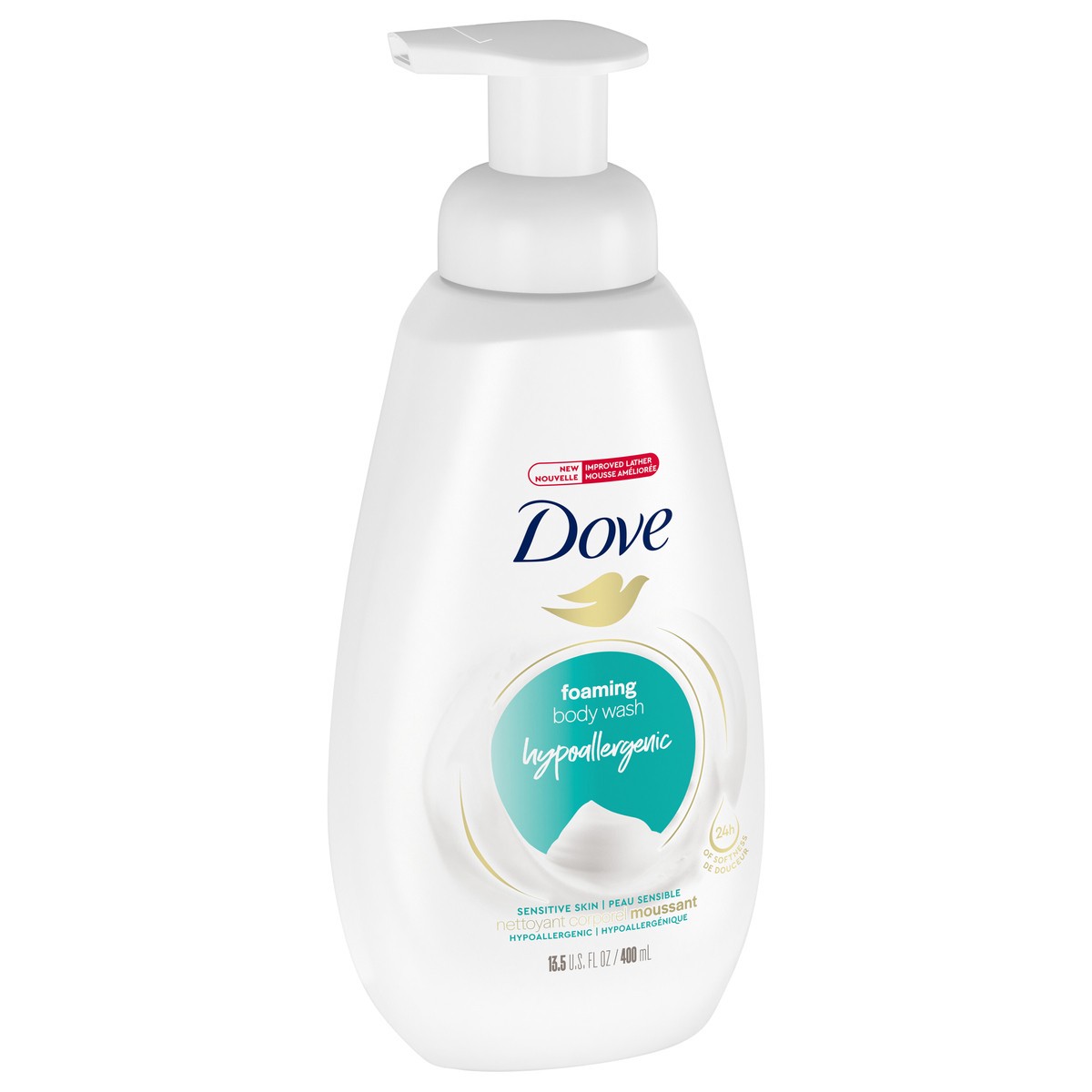 slide 4 of 4, Dove Sensitive Skin Instant Foaming Body Wash, 13.5 oz