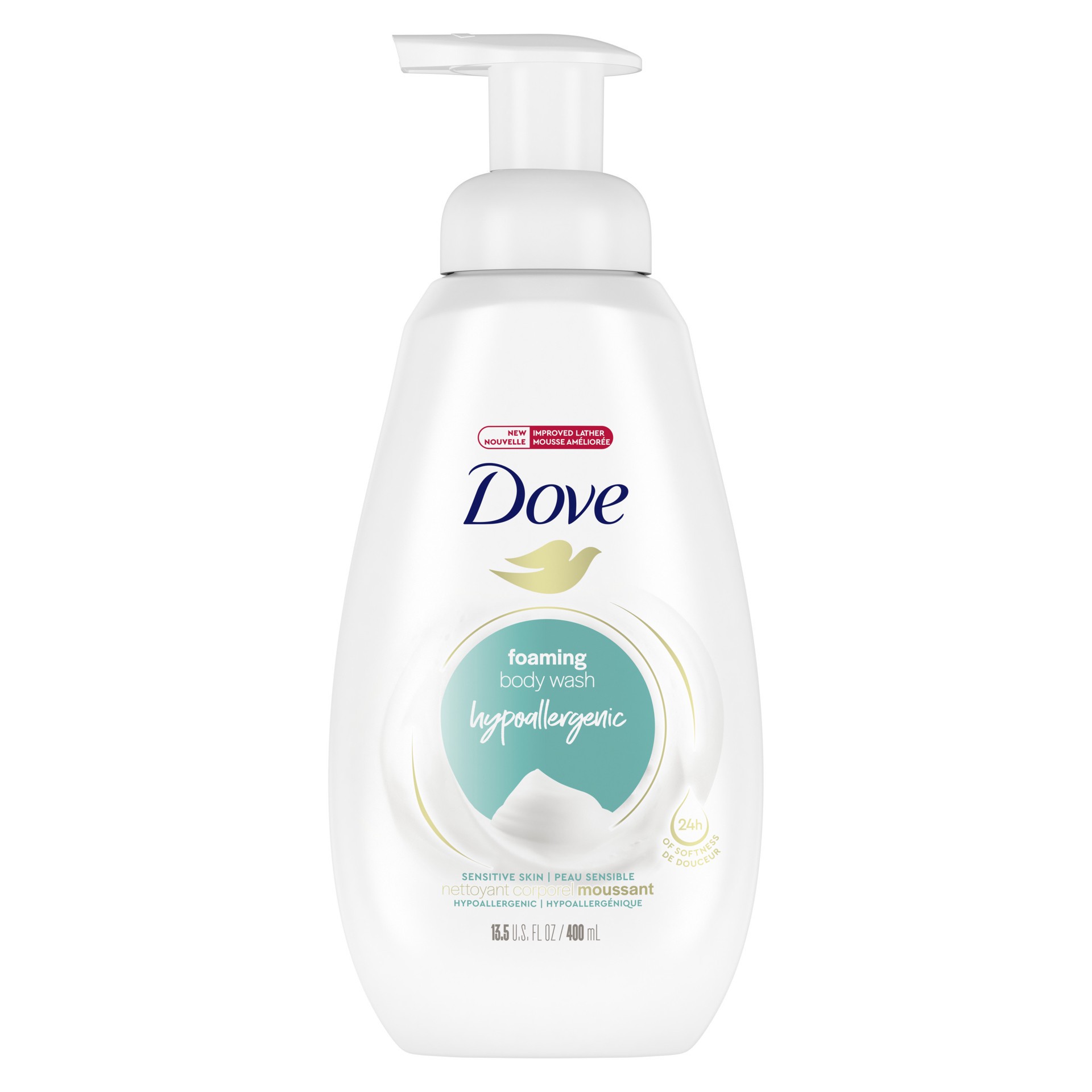 slide 1 of 2, Dove Sensitive Skin Shower Foam, 13.5 oz