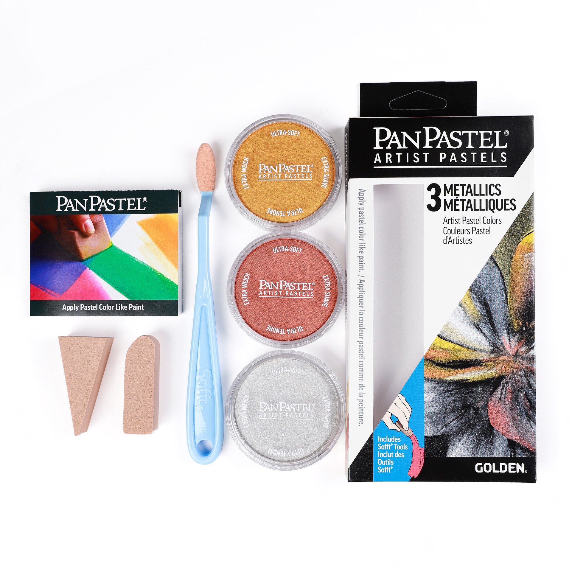 slide 6 of 10, Panpastels Panpastel Metallic Artist Pastels, 911.5 rich gold, 931.5 copper and 920.5 silver