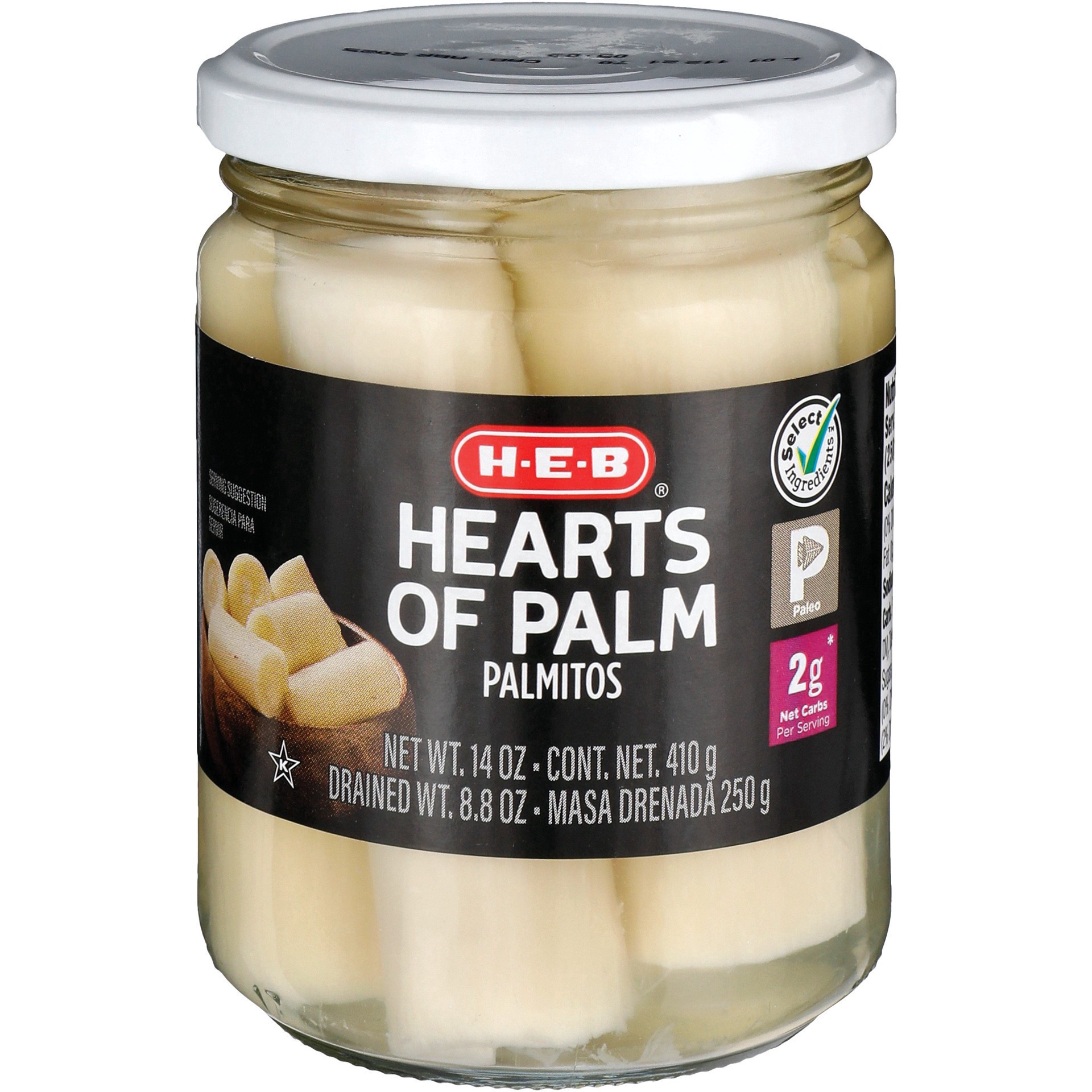 slide 1 of 1, H-E-B Hearts of Palm, 14.4 oz