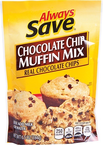 slide 1 of 1, Always Save Chocolate Chip Muffin Mix, 6.5 oz