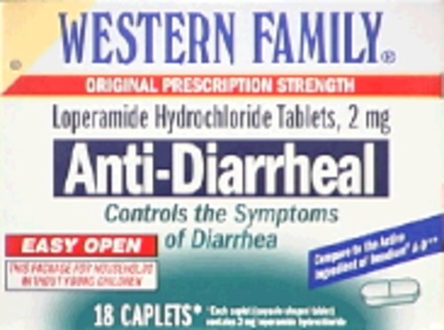 slide 1 of 1, Western Family Antidiarrheal Caplet, 18 ct