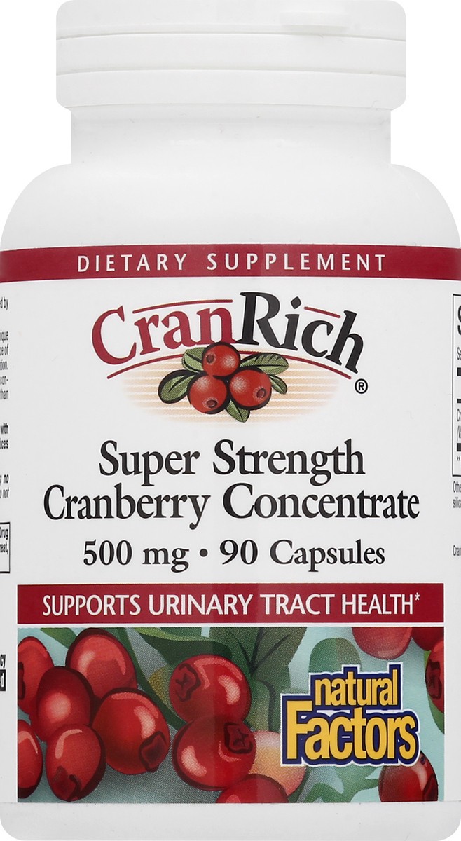 slide 4 of 7, Natural Factors Super Strength Cranberry Concentrate 500 mg, 90 g