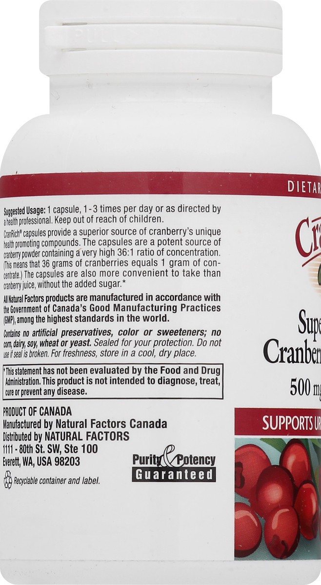 slide 5 of 7, Natural Factors Super Strength Cranberry Concentrate 500 mg, 90 g