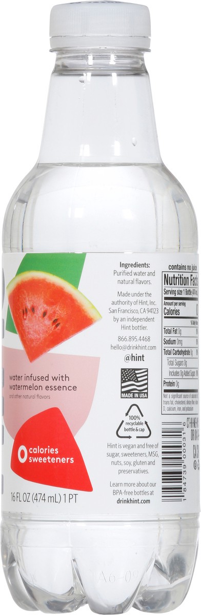 slide 8 of 9, Hint Watermelon Water 16 fl oz Bottle, 16 fl oz