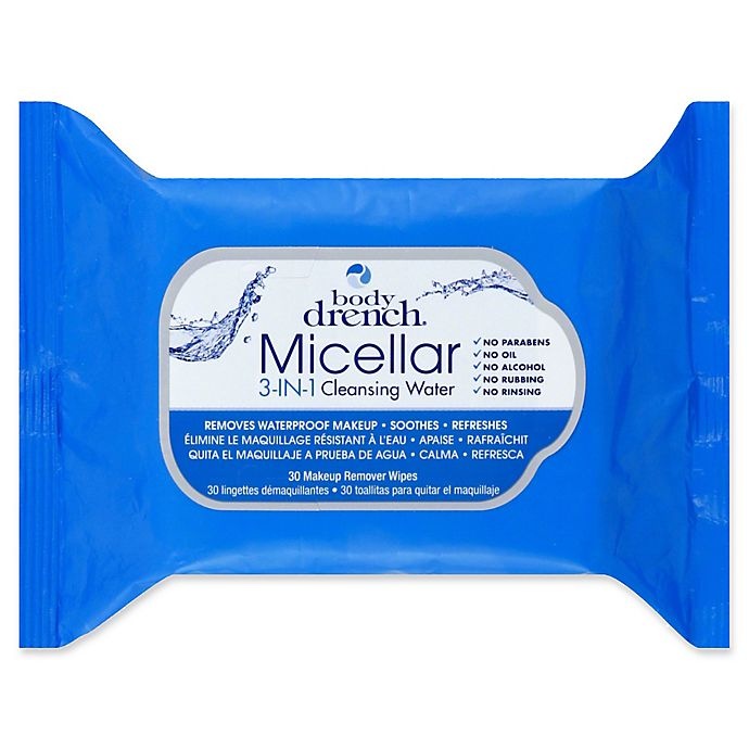 slide 1 of 2, body drench 30-Count Micellar 3-in-1 Cleansing Water Makeup Remover Wipes, 1 ct