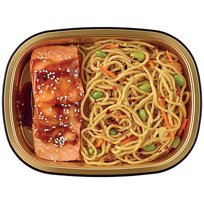 slide 1 of 1, H-E-B Meal Simple Teriyaki Atlantic Salmon with Spicy Sesame Noodles, 1 lb