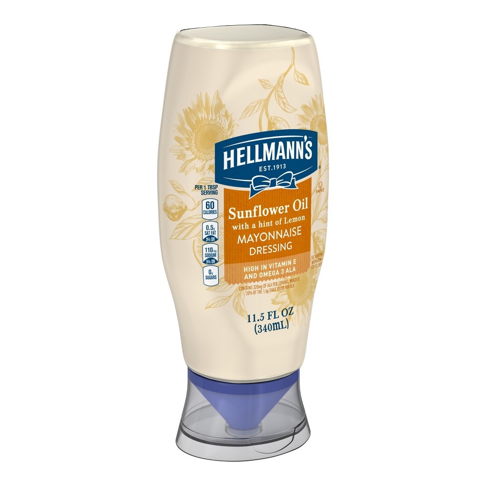 slide 2 of 4, Hellmann's Squeeze Bottle Sunflower + Lemon Mayonnaise Dressing, 11.5 oz