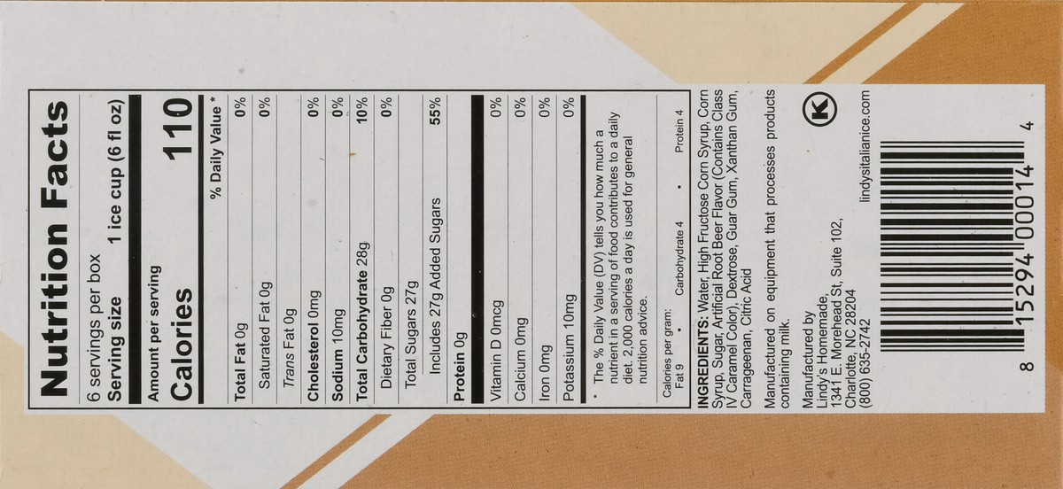 slide 14 of 17, Lindy's Homemade Root Beer Italian Ice 6 - 6 fl oz Cups, 6 ct