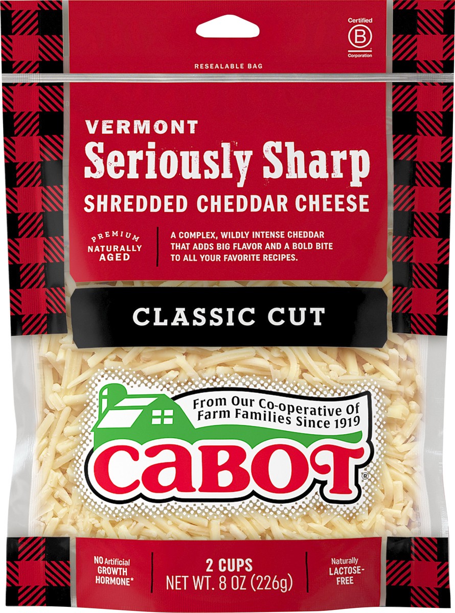 slide 2 of 3, Cabot Creamery Shredded Seriously Sharp Cheddar Cheese 8 oz, 8 oz