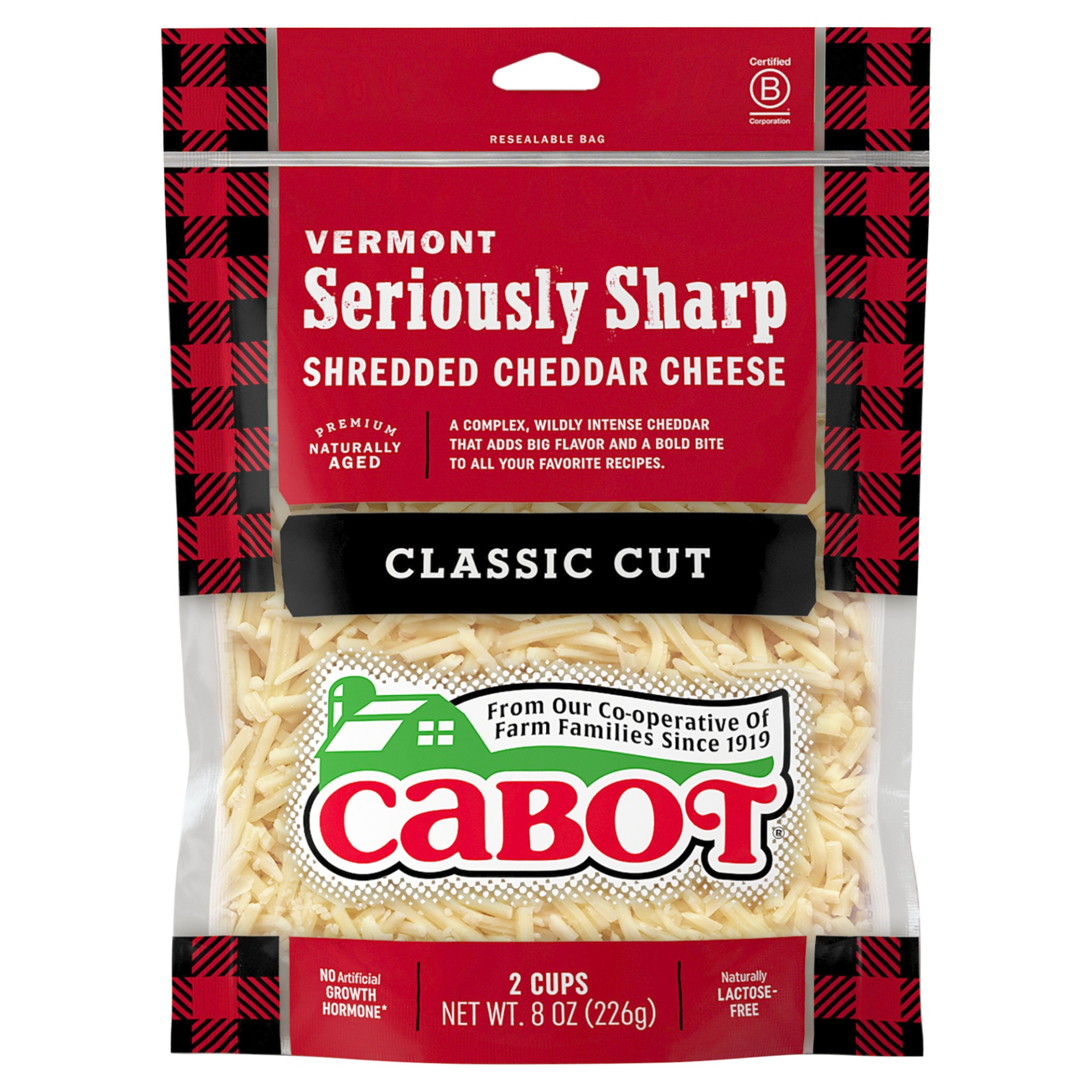 slide 1 of 3, Cabot Seriously Sharp Shredded Cheddar Cheese, 8 oz
