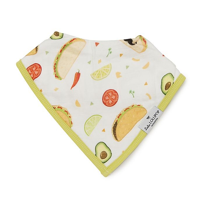 slide 2 of 3, Loulou Lollipop Taco & Sushi Bandana Bibs - Black/Olive, 2 ct