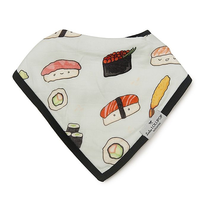 slide 3 of 3, Loulou Lollipop Taco & Sushi Bandana Bibs - Black/Olive, 2 ct