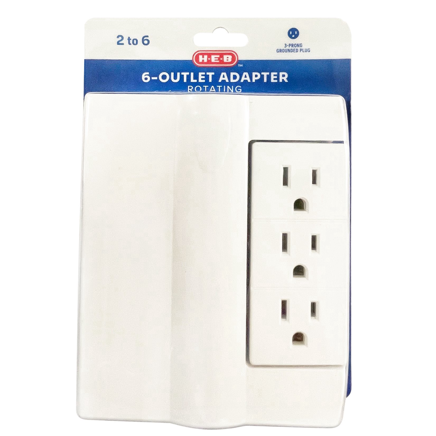 slide 1 of 1, H-E-B 6-Outlet Swivel Adapter, 1 ct