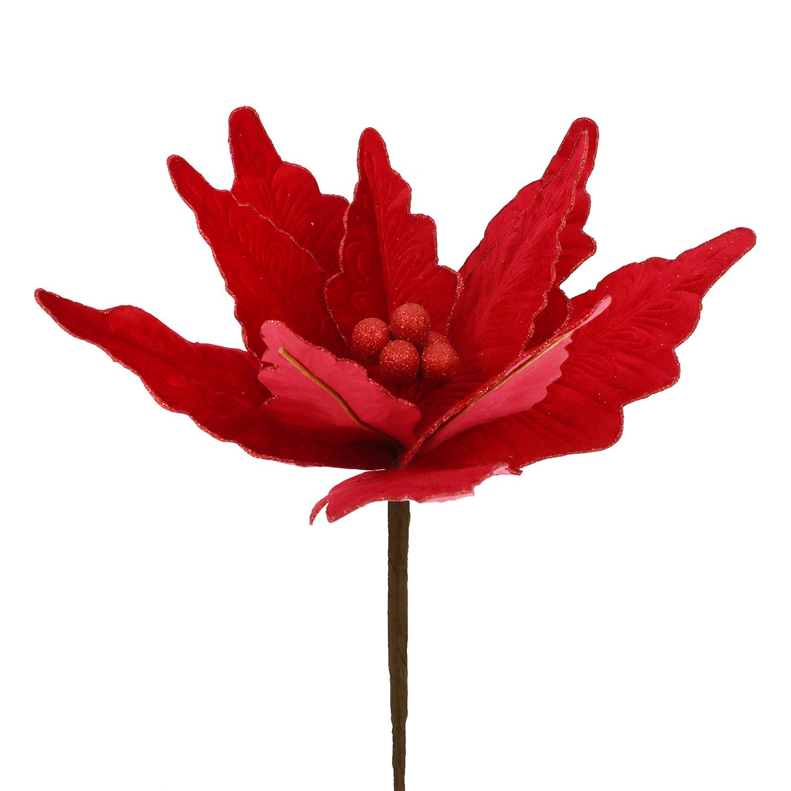 slide 2 of 2, 30" Red Glitter Poinsettia Stem By Ashland, 18 in x 18 in x 30 in