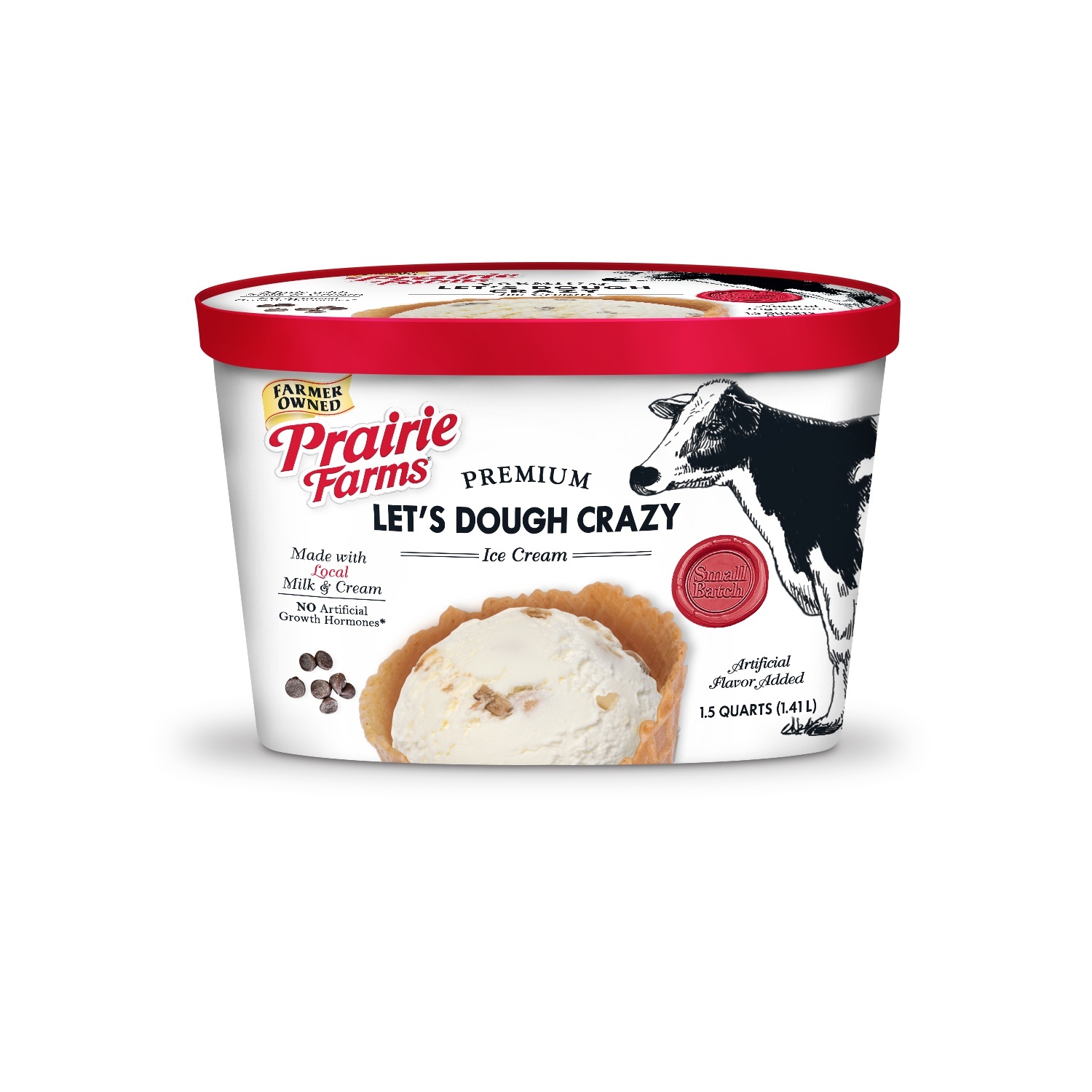 slide 1 of 1, Prairie Farms Ice Cream, Premium, Let's Dough Crazy, 48 oz