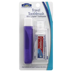 Hill Country Fare Travel Toothbrush With Colgate Toothpaste - Colors May Vary