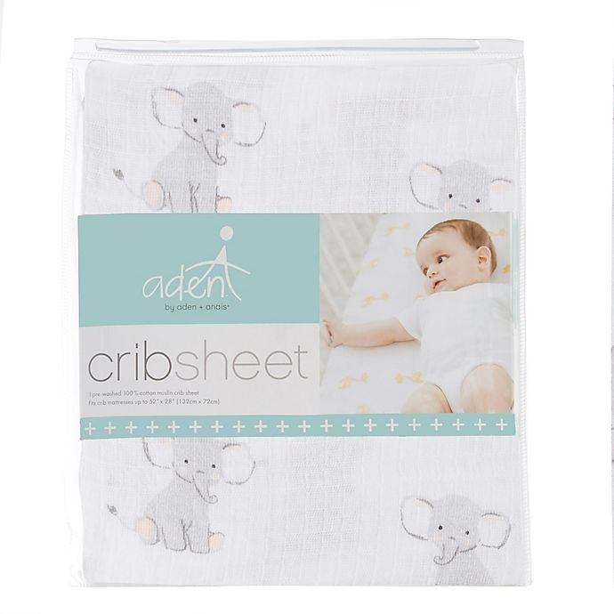 slide 2 of 3, aden + anais Fitted Crib Sheet - Safari Babes - Elephant, 1 ct