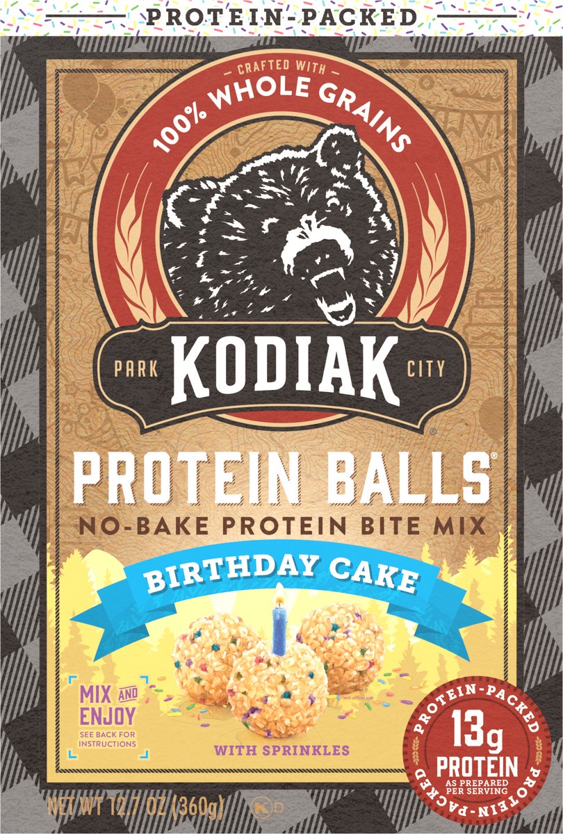 slide 4 of 8, Kodiak Cakes Cakes Protein Balls, Birthday Cake, 12.7 oz