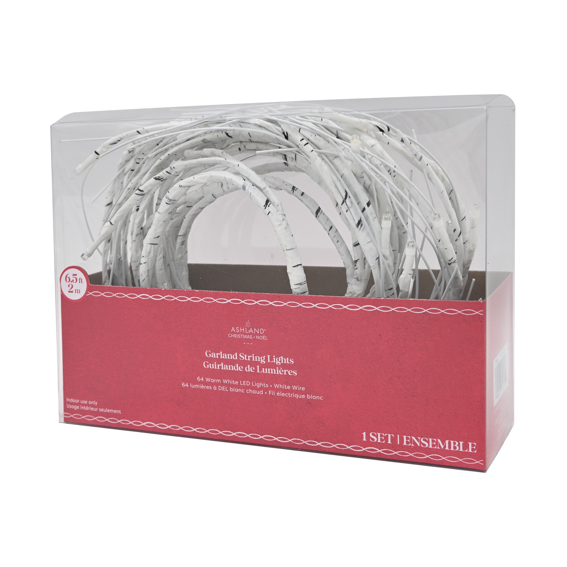 slide 3 of 4, 64ct. Warm White Led White Branch Garland String Lights By Ashland, 64 ct