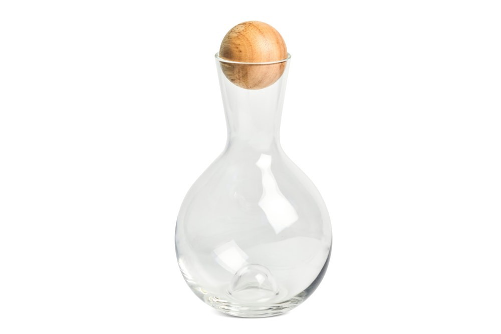 slide 1 of 2, Core Home Clear Glass With Wood Ball Stopper Decanter, 1 ct