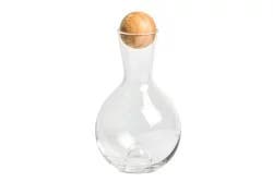 Core Home Clear Glass With Wood Ball Stopper Decanter