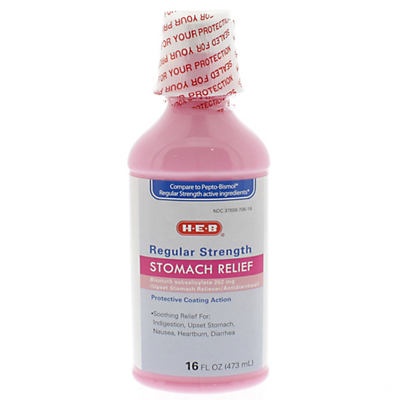 slide 1 of 1, H-E-B Regular Strength Stomach Relief Liquid, 16 oz