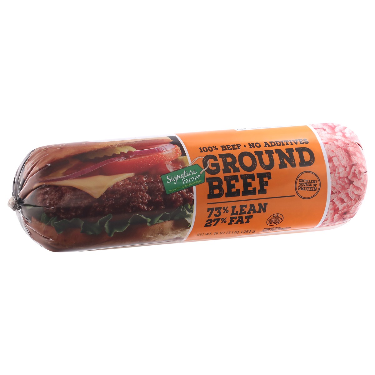 slide 3 of 12, Signature Select 73%/27% Ground Beef 48 oz, 48 oz