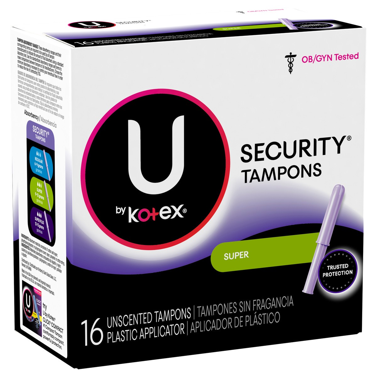 slide 2 of 9, U by Kotex Kotex Super Security Tampons, 16 ct