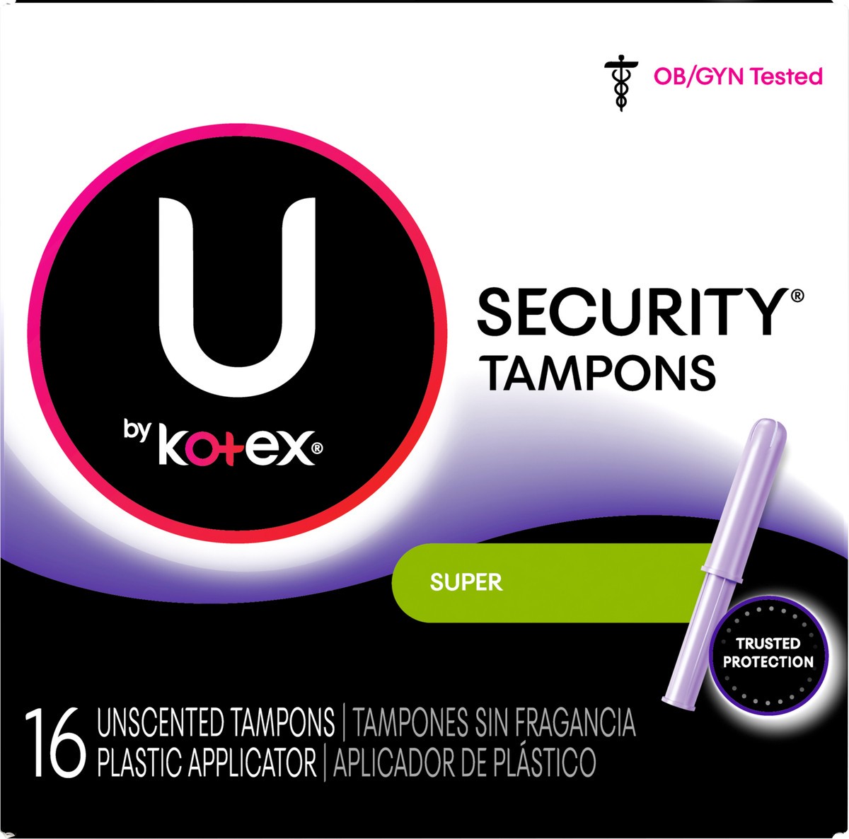 slide 1 of 9, U by Kotex Kotex Super Security Tampons, 16 ct