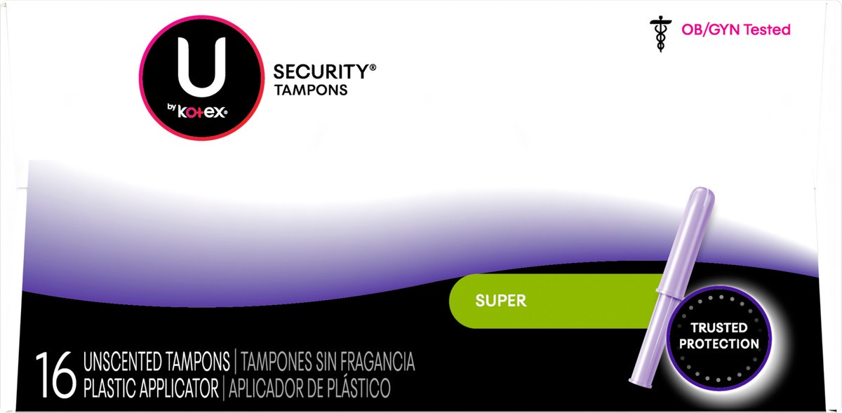 slide 9 of 9, U by Kotex Kotex Super Security Tampons, 16 ct