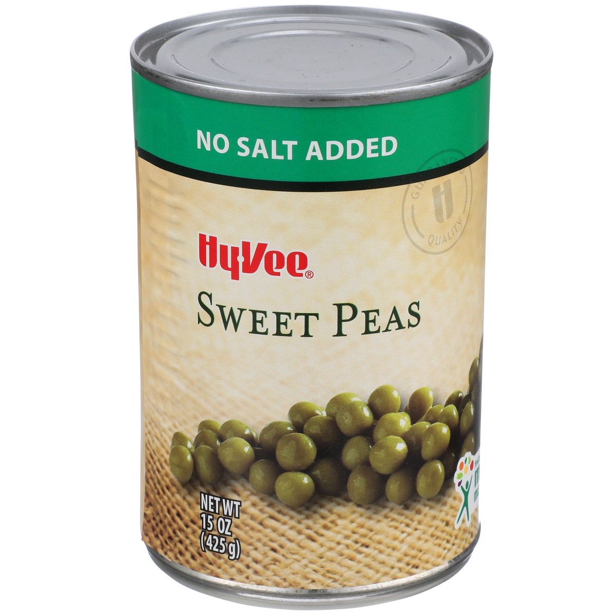 slide 1 of 1, Hy-vee No Salt Added Sweet Peas, 15 oz