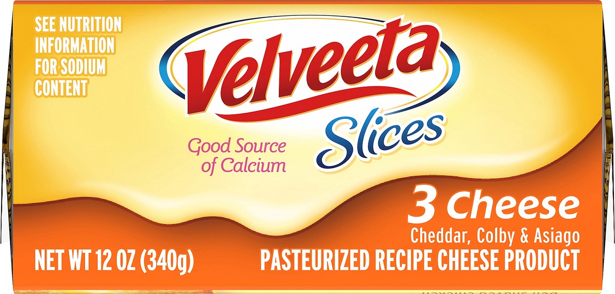 slide 2 of 9, Velveeta Slices 3 Cheese with Cheddar, Colby & Asiago, 16 ct Pack, 16 ct