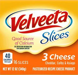 Kraft Velveeta 3 Cheese Blend Slices, 16 ct - 12.0 oz Wrapper